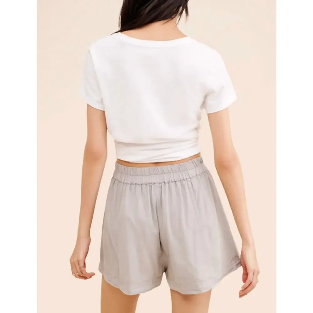 Free People Get Free Poplin Shorts Light Grey XL